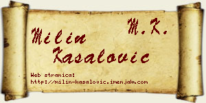Milin Kasalović vizit kartica
